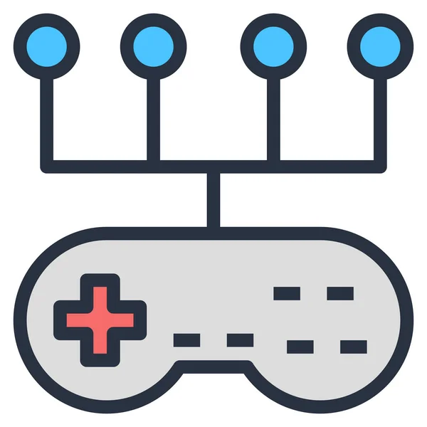 ゲームコントローラーアイコン スタイルは 2色のフラットシンボル 集中赤と黒の色 丸みを帯びた角度です — ストックベクタ