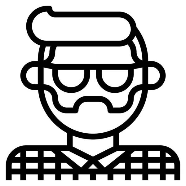 Hipster Man Glasses Icon Web Vector — Stock Vector