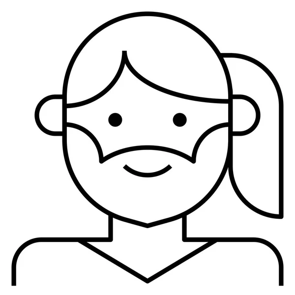 Woman Beard Transgender Lgbt Mtf Avatar Vector Icon — Stock Vector