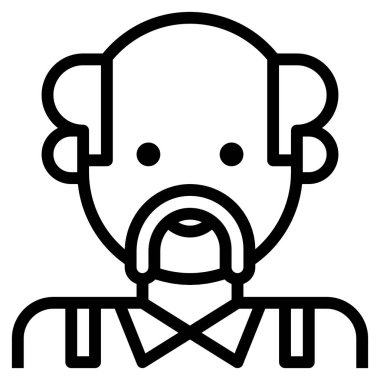 yaşlı adam düz simgesi, vektör illüstrasyonu 