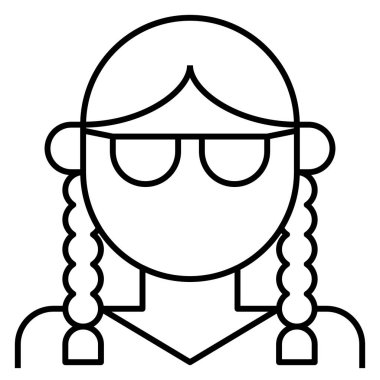 Gözlüklü kadın, kız avatar vektör simgesi 