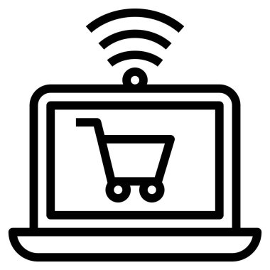 e ticaret düz simgesi, vektör illüstrasyonu 