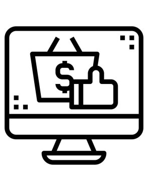 bilgisayar ve alışveriş simgesi, vektör illüstrasyonu