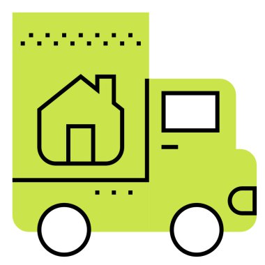 Web, vektör illüstrasyonu için ev taşımacılığı kamyon simgesi 