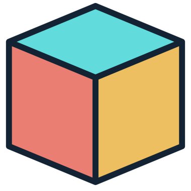 Web için küp simgesi, vektör illüstrasyonu