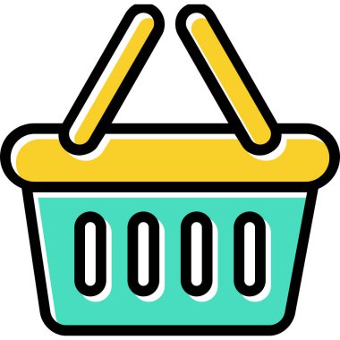 Sepet düz simgesi, vektör illüstrasyonu