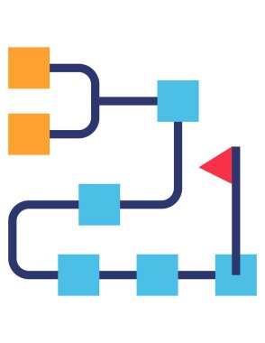 zaman çizgisi düz simgesi, vektör illüstrasyonu    