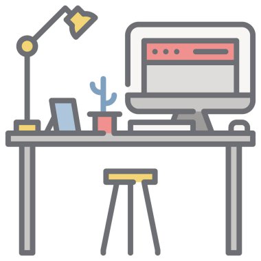 çalışma masası, ofis masası, vektör 