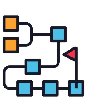 zaman çizgisi düz simgesi, vektör illüstrasyonu   