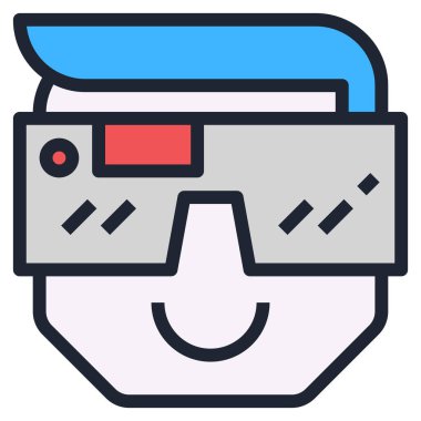 gözlüklü kişi düz simge, vektör illüstrasyonu