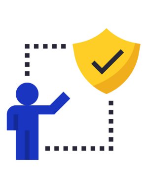 Kalkanı olan bir insan figürünün vektör çizimi