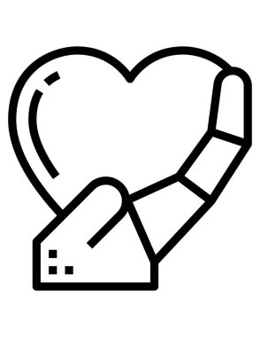 Kalbi olan robot eli, vektör illüstrasyonu