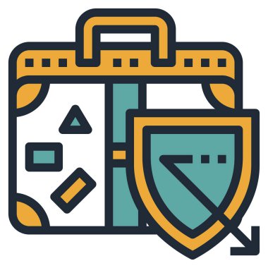 bagaj düz simgesi, vektör illüstrasyonu