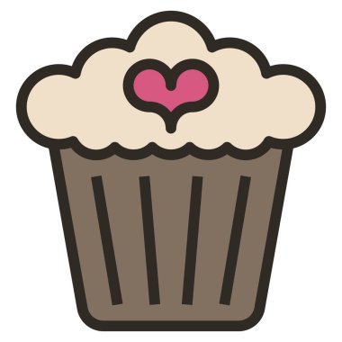 Web için cupcake simgesi, vektör illüstrasyonu