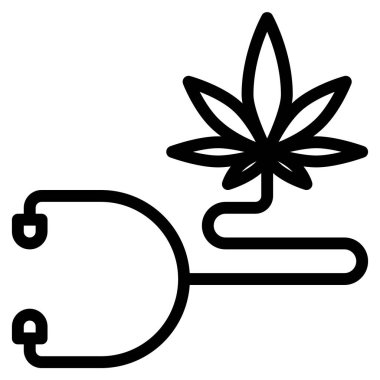 Kenevir marihuanasının vektör çizimi, çiçek ilacı