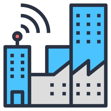 Akıllı binalar düz simge, vektör illüstrasyonu  