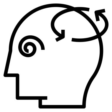 İnsan kafası, baş dönmesi simgesi, vektör illüstrasyonu  