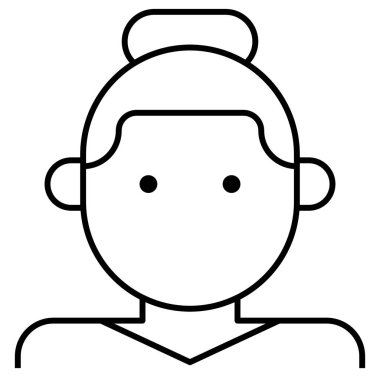 Çörek saçlı kadın, vektör simgesi 