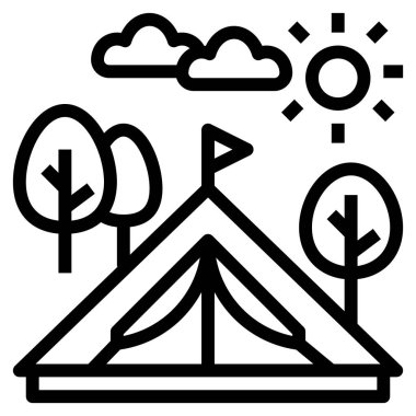 kamp düz simgesi, vektör illüstrasyonu  