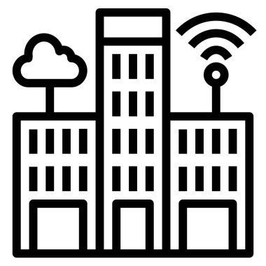 Akıllı binalar düz simge, vektör illüstrasyonu  