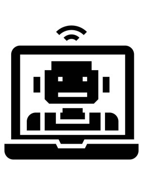 black and white computer icon. vector style is flat iconic symbol with rounded angles, blue color, light