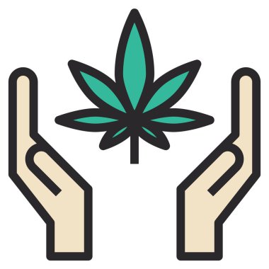 Kenevir marihuana bitkisinin vektör çizimi, çiçek ilacı