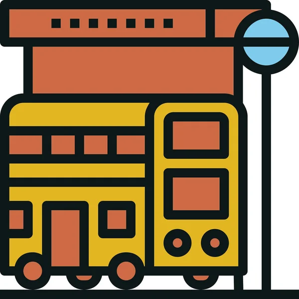 Buss Platt Ikon Vektor Illustration — Stock vektor