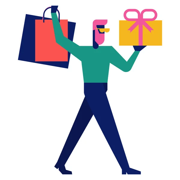 Shopping Flat Icon Illustrazione Vettoriale — Vettoriale Stock