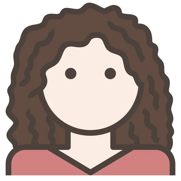 Curly Hair Woman Vector Icon Web — Stock Vector