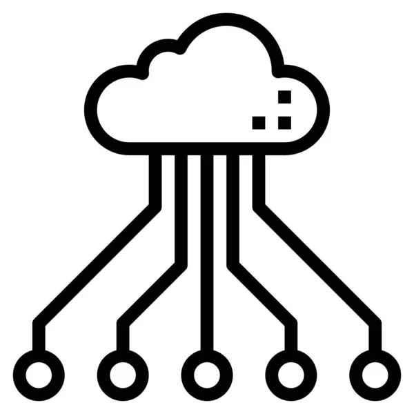 Wolk Vector Pictogram Stijl Plat Symbool Zwarte Kleur Afgeronde Hoeken — Stockvector