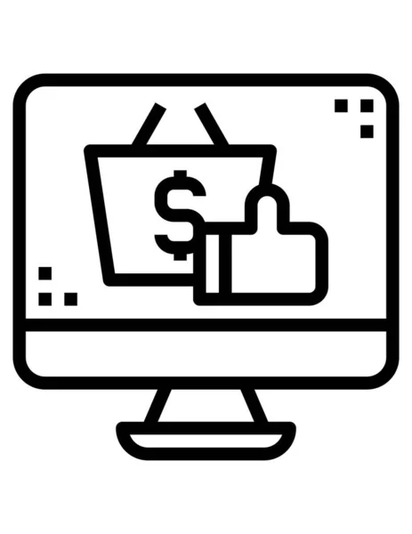 Computer Shopping Flat Icon Vector Illustration — Stock Vector
