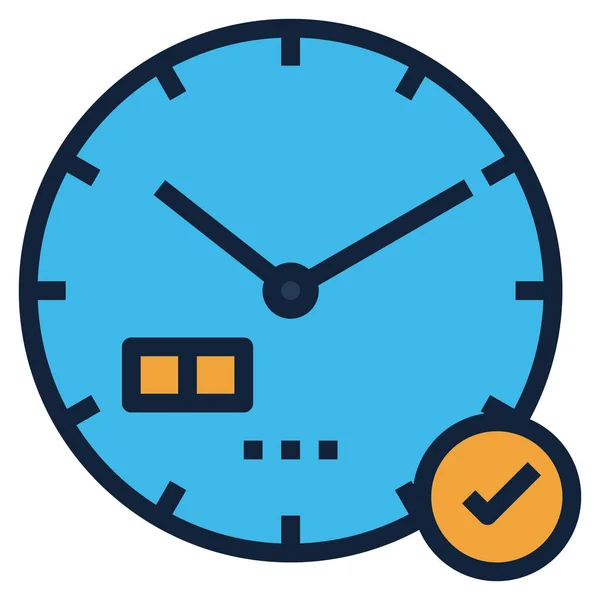 Vector Icon Illustration Clock Time Isolated White — Stock Vector
