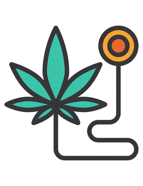 Ilustração Vetorial Cannabis Marijuana Droga Floral — Vetor de Stock