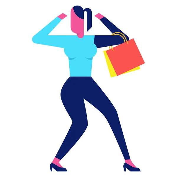 Femme Shopaholic Vente Vendredi Noir — Image vectorielle