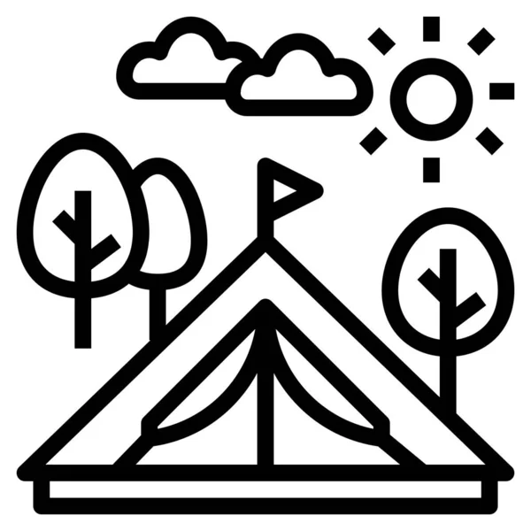 Camping Icono Plano Vector Ilustración — Archivo Imágenes Vectoriales