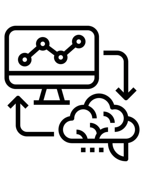 Computer Und Gehirn Symbol Vektorillustration — Stockvektor