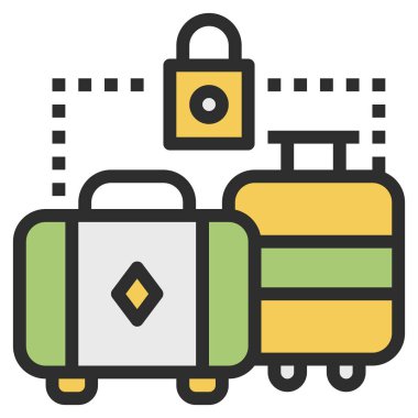 bagaj düz simgesi, vektör illüstrasyonu