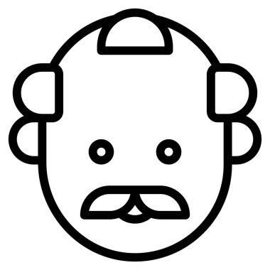 Bıyıklı yaşlı adam, vektör avatar yüzlü. 