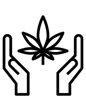 Kenevir marihuana bitkisinin vektör çizimi, çiçek ilacı