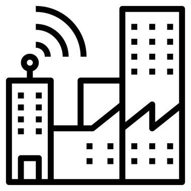 Akıllı binalar düz simge, vektör illüstrasyonu 