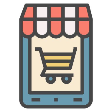 mobil düz simge, vektör illüstrasyonu