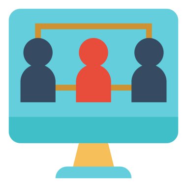 Web, vektör illüstrasyonu için bilgisayar simgesi üzerinde sosyal konsept 