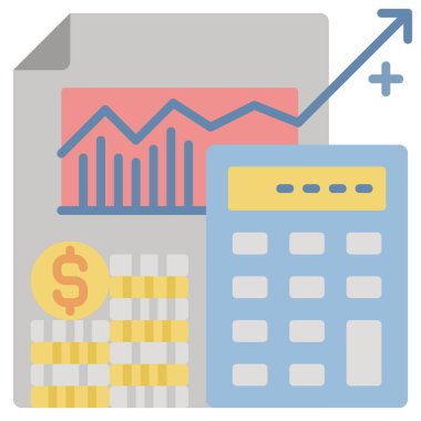 muhasebe düz simgesi, vektör illüstrasyonu