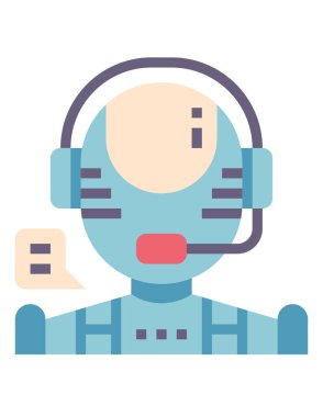 Web için robot müşteri servis simgesi, işçinin vektör illüstrasyonu 