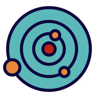  gezegen sistemi düz simgesi, vektör illüstrasyonu  