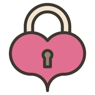 Web için kilitli kalp simgesi, vektör illüstrasyonu 