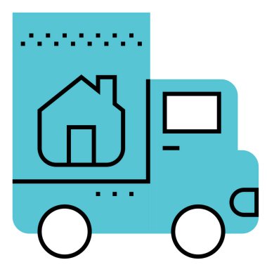 Web, vektör illüstrasyonu için ev taşımacılığı kamyon simgesi 