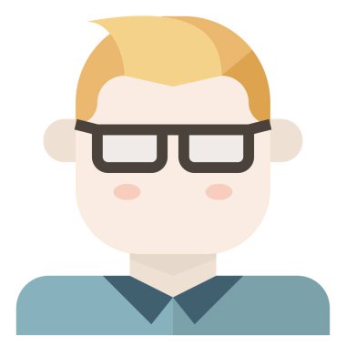 Patron hippi gözlüklü adam, ağ simgesi, vektör 