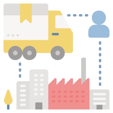 Teslimat ve lojistik simgelerinin vektör illüstrasyonu