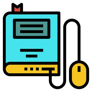 çevrimiçi kitap düz simgesi, vektör illüstrasyonu 